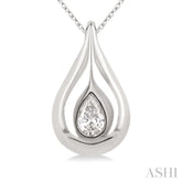 1/4 Ctw Teardrop Pear Cut Diamond Fashion Pendant With Chain in 14K White Gold